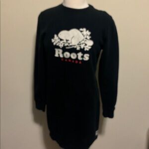Roots Navy Dark Tunic Dress Sweater with Embroidery Logo Size XSmall